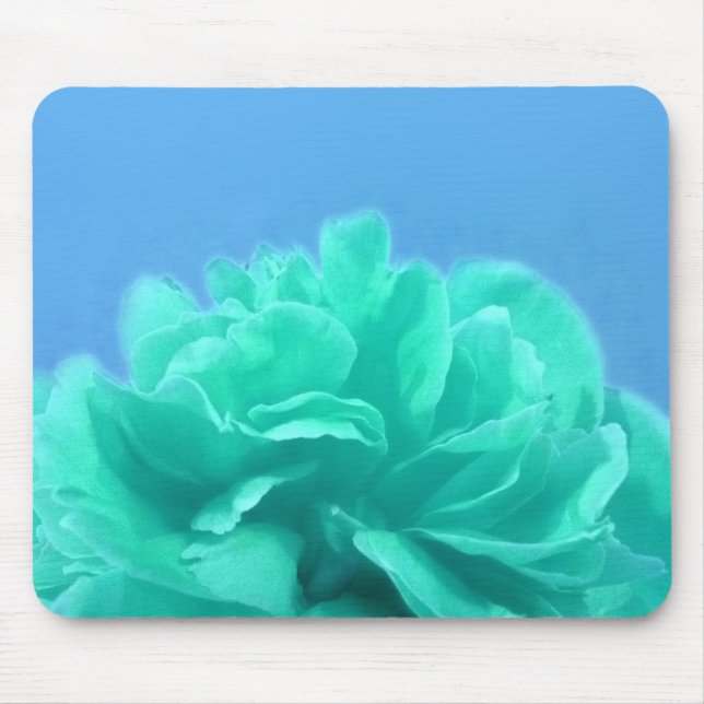 Elegant Blue Green Floral Mouse Mat (Front)