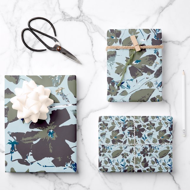 Elegant Blue Green Floral Pattern Wrapping Paper Sheet (Elegant Blue Green Floral Pattern Wrapping Paper Sheets from Studio Posies. )