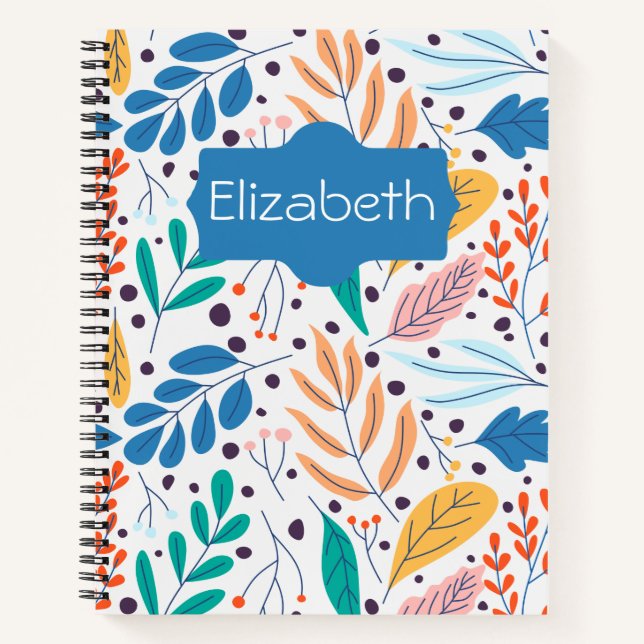 Elegant Blue Green Foliage Personalised Notebook (Front)
