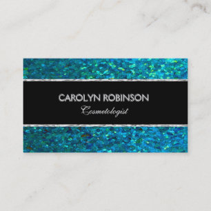 Elegant Blue Green Glitter Business Card