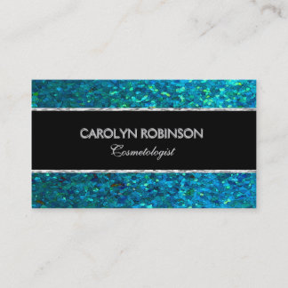 Elegant Blue Green Glitter Business Card