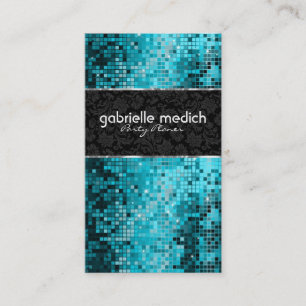 Elegant Blue-Green Glitter Metallic Sequence 2 Business Card