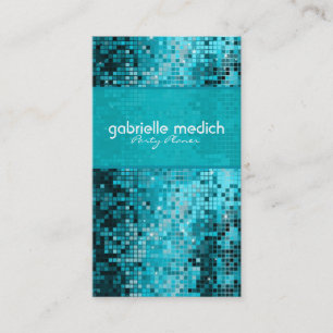 Elegant Blue-Green Glitter Metallic Sequence Business Card