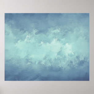 Elegant Blue Green Grunge Watercolor Background   Poster