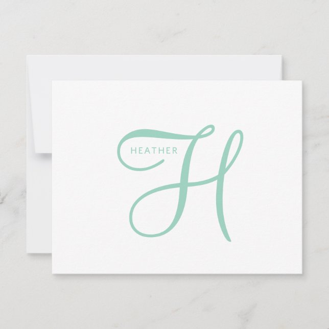 Elegant Blue green Monogram  Card (Front)