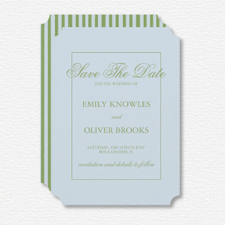 Elegant Blue Green Stripes Wedding Save The Date