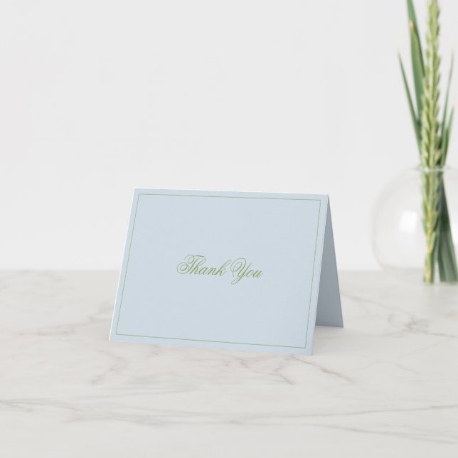 Elegant Blue Green Stripes Wedding Thank You Card (Front)