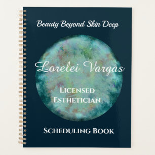 Elegant Blue Green Watercolor Aesthetician Planner