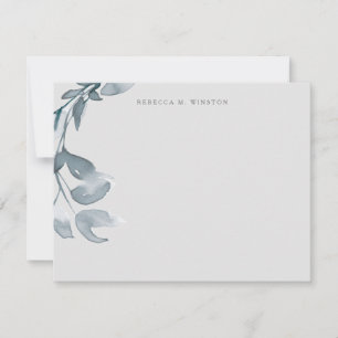 Elegant Blue Greenery Personalised Stationery Card