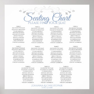 Elegant Blue & Grey 11 Table Wedding Seating Chart