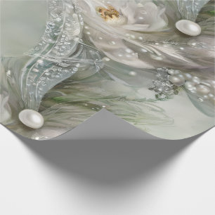 Elegant Blue, Grey, and Pearly Swirls Wrapping Paper