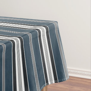 Elegant Blue Grey French Ticking Stripe Tablecloth