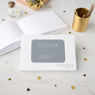 Elegant Blue Grey Geometric Guest Book