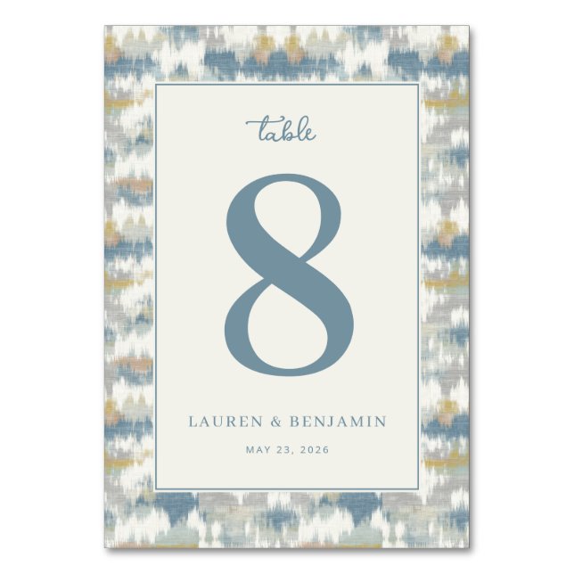 Elegant Blue-Grey Geometric Number Table Number (Front)