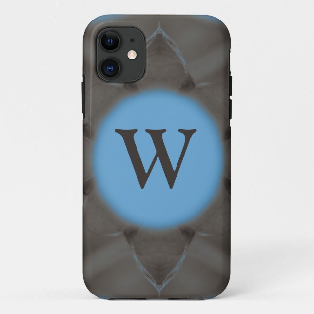Elegant Blue Grey monogram Case-Mate iPhone Case (Back)