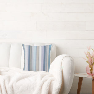 Elegant Blue Grey Vertical Stripes Pattern Cushion