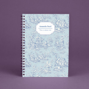Elegant Blue Grey Vintage French Toile De Jouy Notebook