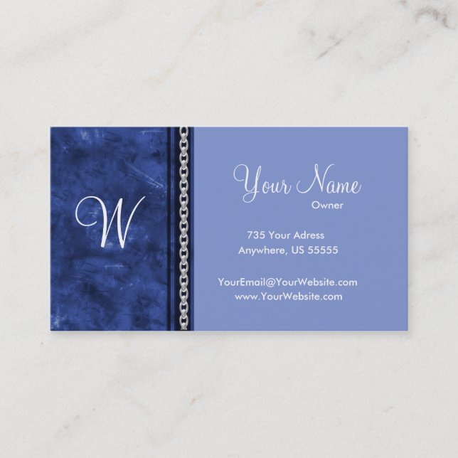 Elegant Blue Grunge Business Cards (Front)