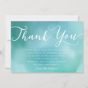 Elegant Blue Hand Lettered Script Baby Shower Thank You Card