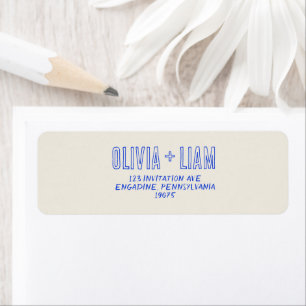 Elegant Blue Hand Written Retro Funky Wedding