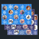 Elegant Blue Hanukkah Family Memories Photo Wrapping Paper Sheet<br><div class="desc">Elegant design in three colors!  Easily add ten of your favorite family photos!</div>