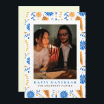 Elegant Blue Happy Hanukkah Family 1 Photo Holiday Card<br><div class="desc">light and love| Elegant Blue Happy Hanukkah Family 1 Photo</div>