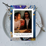 Elegant Blue Happy Hanukkah Family 1 Photo Holiday Card<br><div class="desc">light and love| Elegant Blue Happy Hanukkah Family 1 Photo</div>