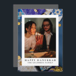 Elegant Blue Happy Hanukkah Family 1 Photo Holiday Card<br><div class="desc">light and love| Elegant Blue Happy Hanukkah Family 1 Photo</div>