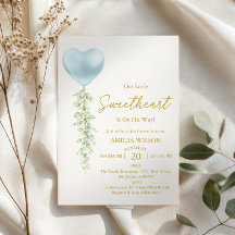 Elegant Blue Heart Balloon Sweetheart Baby Shower