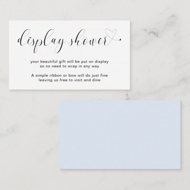 Elegant Blue Heart Boy Display Shower Baby Shower Enclosure Card (Front/Back)