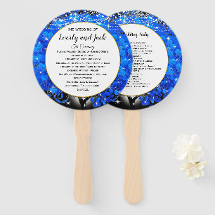 Elegant Blue Heart Leaf Tree Gold Wedding  Hand Fan
