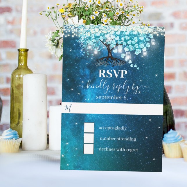 Elegant Blue Heart Leaf Tree Wedding SAVE THE DATE Invitation (Creator Uploaded)