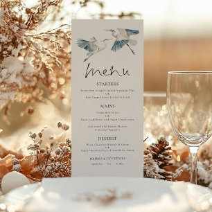 Elegant Blue Heron Script Wedding Menu