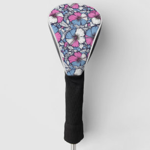 Elegant Blue Hibiscus Floral Pattern (12) Golf Head Cover