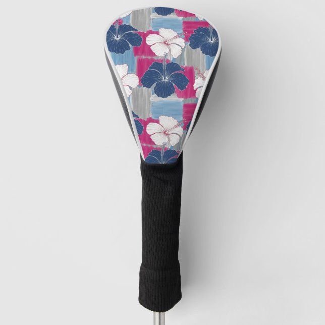 Elegant Blue Hibiscus Floral Pattern (5) Golf Head Cover (Front)
