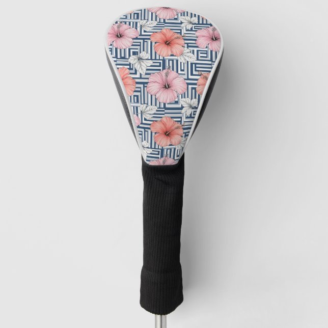 Elegant Blue Hibiscus Floral Pattern (6) Golf Head Cover (Front)