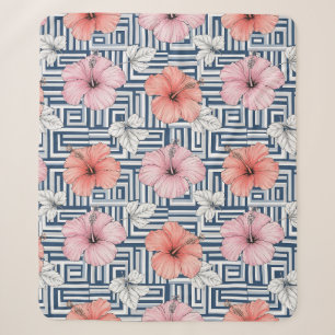 Elegant Blue Hibiscus Floral Pattern (6) Sherpa Blanket