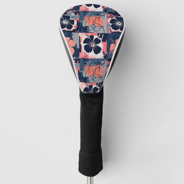 Elegant Blue Hibiscus Floral Pattern (7) Golf Head Cover (Front)