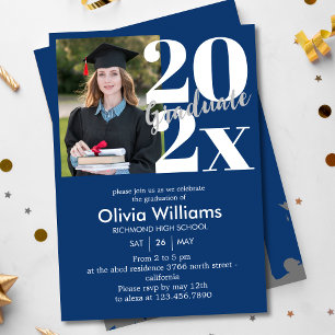 Elegant Blue High School Graduation Party Invitation