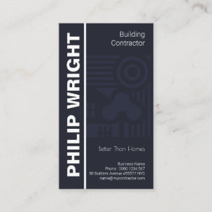 Elegant Blue Home Design Motif Building Contractor Business Card