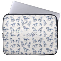 Elegant Blue Horses Monogrammed Initial Gifts