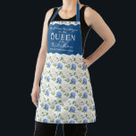 Elegant Blue Hydragea Flowers Pattern  Apron<br><div class="desc">Cook in style with this elegant apron featuring a beautiful blue hydrangea floral pattern and a charming "Queen of the Kitchen" theme. Perfect for baking, cooking, or hosting, it adds a touch of sophistication to your kitchen attire. A great gift for chefs, home cooks, or special occasions like birthdays and...</div>