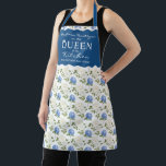 Elegant Blue Hydragea Flowers Pattern  Apron<br><div class="desc">Cook in style with this elegant apron featuring a beautiful blue hydrangea floral pattern and a charming "Queen of the Kitchen" theme. Perfect for baking, cooking, or hosting, it adds a touch of sophistication to your kitchen attire. A great gift for chefs, home cooks, or special occasions like birthdays and...</div>