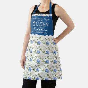 Elegant Blue Hydragea Flowers Pattern  Apron