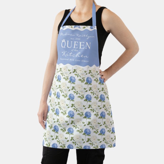 Elegant Blue Hydragea Flowers Pattern  Apron (Insitu)