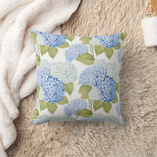 Elegant Blue Hydragea Flowers Pattern  Cushion