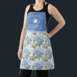 Elegant Blue Hydragea Flowers Pattern Monogram Apron<br><div class="desc">Cook in style with the Elegant Blue Hydrangea Flowers Pattern Monogram Apron. Featuring a beautiful blue hydrangea floral design, this apron brings a sophisticated and charming touch to your kitchen. The personalised monogram adds a unique and elegant detail, making it perfect for home chefs, bakers, and entertainers. Whether you're preparing...</div>