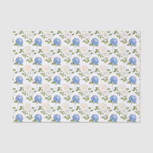 Elegant Blue Hydragea Flowers Pattern Tissue Paper