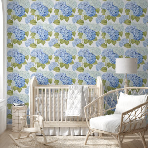 Elegant Blue Hydragea Flowers Pattern  Wallpaper