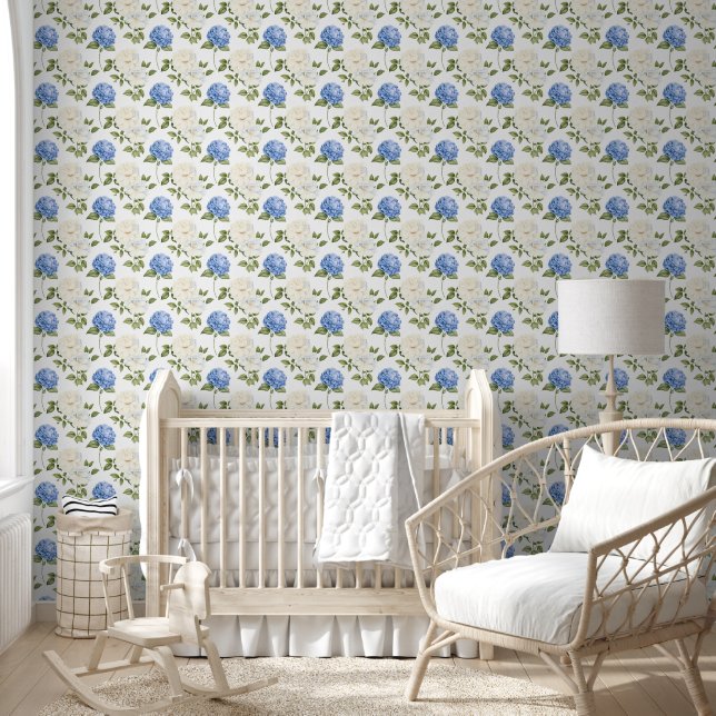 Elegant Blue Hydragea Flowers Pattern  Wallpaper (Kids)